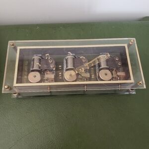 Vintage Sankyo Display Clear Acrylic Music Box with Triple Mechanisms Love Songs